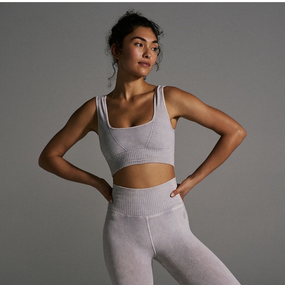 Free People Good Karma Square Neck Bra + Bike Shorts Set